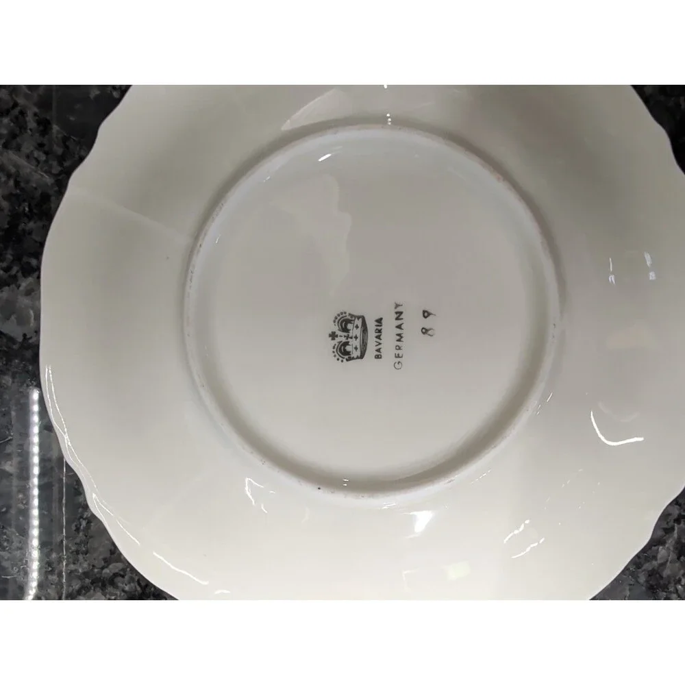 Vintage Bavaria Porcelain Silver White Germany 2 demitasse cups saucers